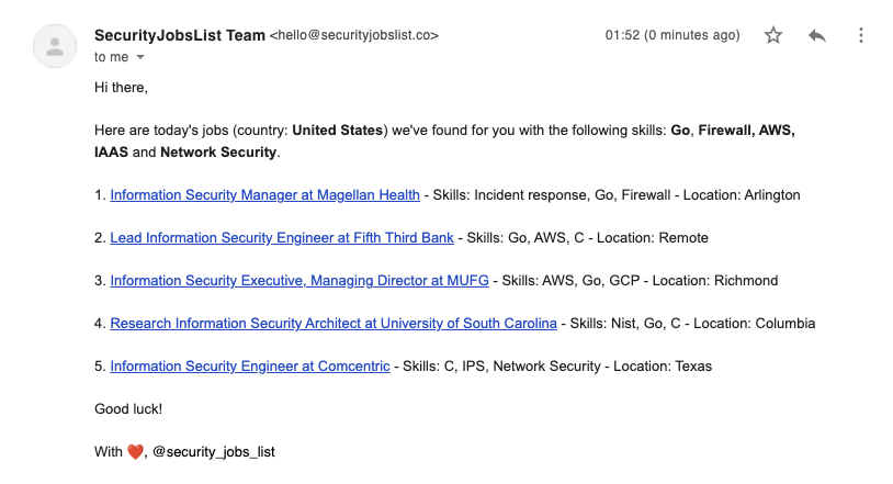 security jobs newsletter image